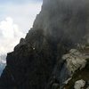 Looking back at the NE Buttress on the Crossover Pass descent