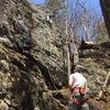 Tom belaying Me climbing 