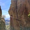 Beautiful route. Greg counting his tricams on the red point. 