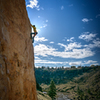 Ian M warming up on a beautiful Smith Rock morning on Phone Call from Satan