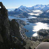 Norway.
<br>

<br>
Solvaergeita in Lofoten. (https://www.mountainproject.com/area/106850907/svolvaergeita)
<br>
The Jump between the "goat's horns" (https://www.mountainproject.com/photo/112919672)