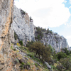 The entirety of the 45 Wall, which includes the rock on the left (I & I), the middle wall, then the far right side (Chasing Skirt) can be visible in the background.