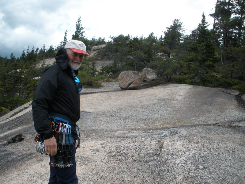 "Boulder Photo" - the 4 ft high boulder tells you you're correctly on the top of the slab. (see also Brad's photo)