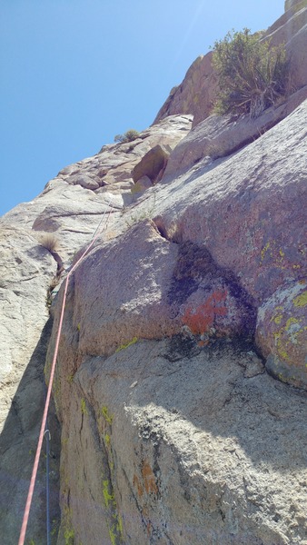 Looking up at the wide-angled dihedral on Pitch Two.