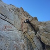 Start of roped climbing to link p1-2 (per supertopo description). aug. 2016