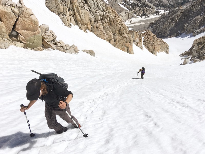 looking down the couloir