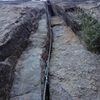 Looking up the start of the P2 crux.
<br>

<br>
Photo: Robert Brainard.