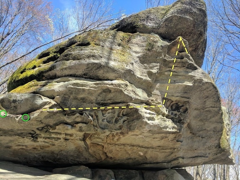 Close shot of the route to get a good look at the under side of the roof and lip for feet placement.