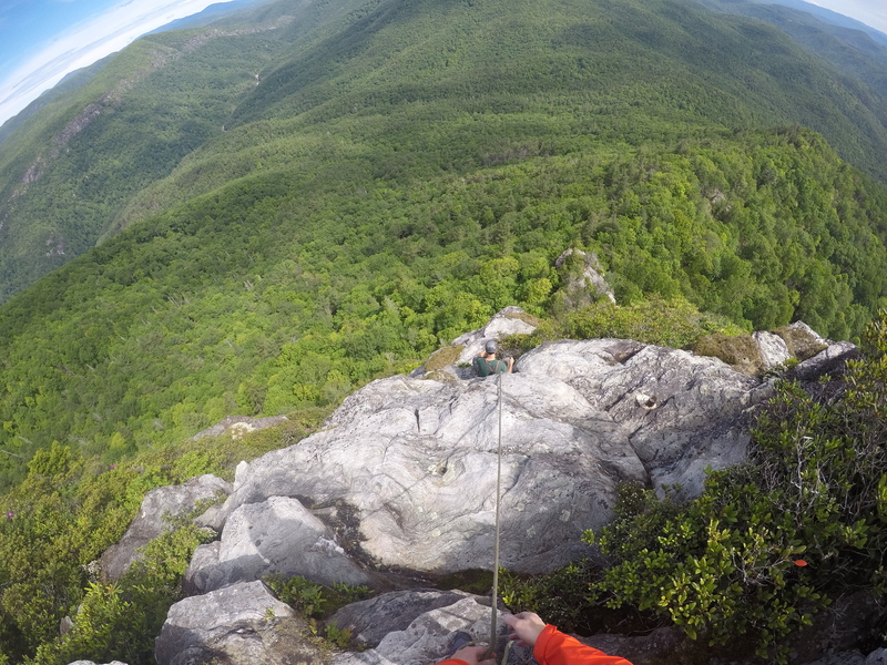 Looking down from the top of the route.