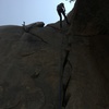 Rappelling down after setting up top rope