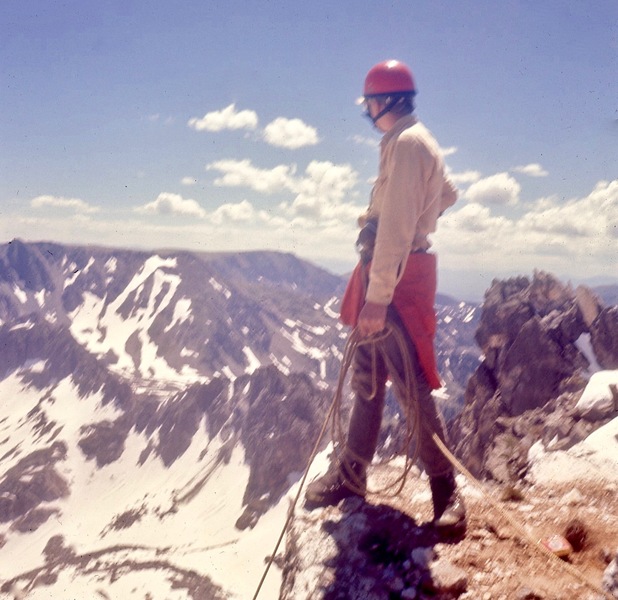 John McC on summit after short climb on the East side, 1968.