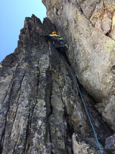 stemming the crux sequence on pitch 2