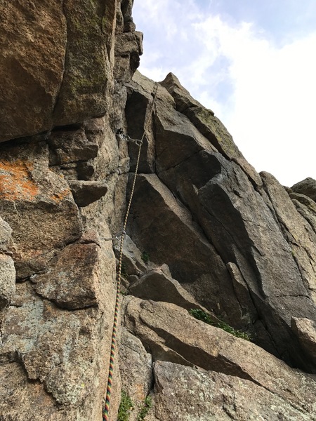 2nd pitch crux. The stemming is easier the taller you are. Following can be tough too. There are plenty of protection options for cams.