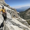 Making our way down the slabs back to the base of the climb. Emerald Bay is just out of view blocked by the rocks.