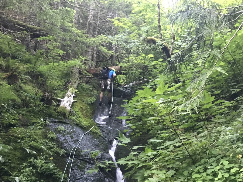 heading down the 40 ft. rap.