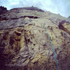 Beginning the last few pitches on the uppermost headwall.