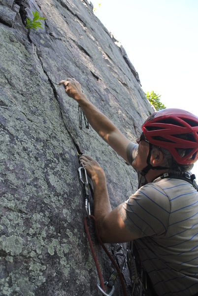 My attempt at Astro Turk last week.  Leading placing gear on pitch 2 of THR 7-28-17.  After work end of the work week fun at DLSTP.