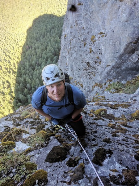 Ivan jugging up to the P11 belay.