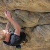 Third bolt - just below the crux.
<br>

<br>
PC: Ian McKell