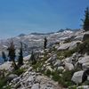 Looking up at the Crystal Range from Lake Aloha