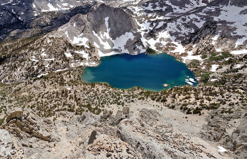 south down to Ruby Lake from the South end of summit ridge of Mt Starr