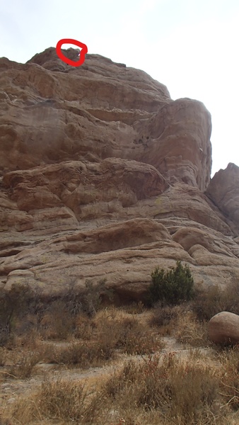 the Famous Rocks next to parking lot. This is one possible top rope location to sling or put rope around. INSPECT IT FIRST! Things may change on sandstone!