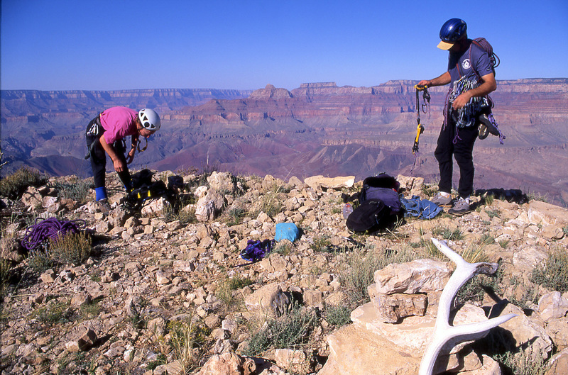 On the summit of Comanche Point, getting ready for the tricky descent and traverse to get to the base of Comanche Point Pinnacle.