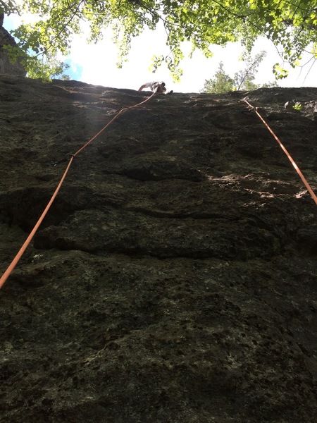 I used double rope technique to eliminate rope drag from the traverses.