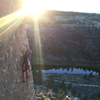 Brendan starting up the climb at sunset