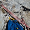 3-pin anchor at the top of Pitch 10. As of 2017, this route does not have bolted anchors like many of the moderate multipitch routes in the Rockies.