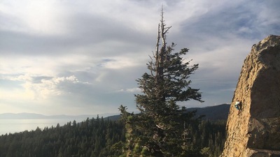 View of Rapunzel's Hair 5.7+ from a nearby scramble. Great scenery. 
<br>
Climber: Jameson Drum, age 9