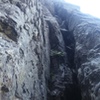 Looking up at the chimney of pitch 2