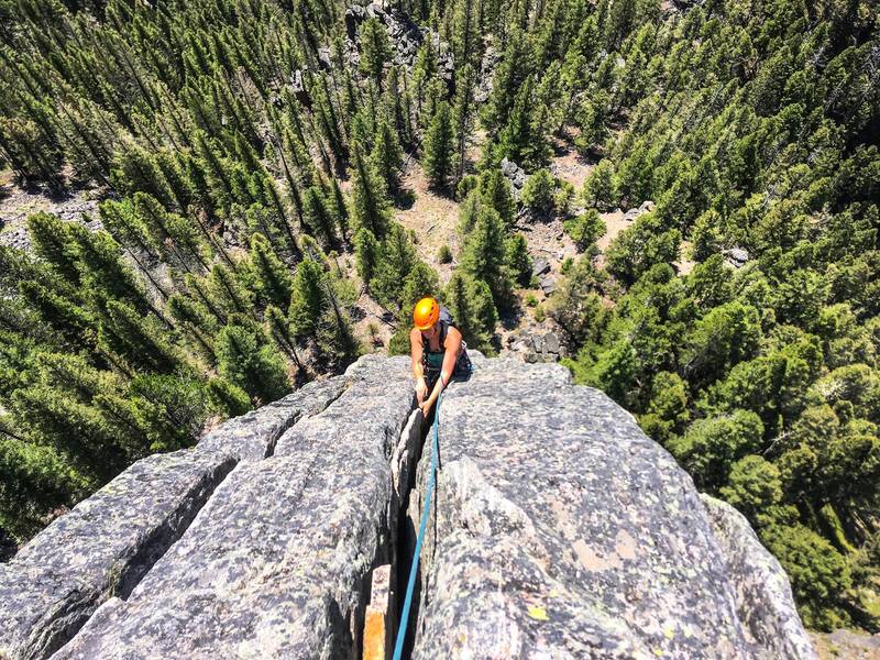 Beautiful day in the Gallatin Canyon on Spare Rib, out with Montana Alpine Guides