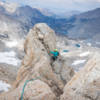 Before the final ridge traverse. Lots of ropes crossing on a crowded day!