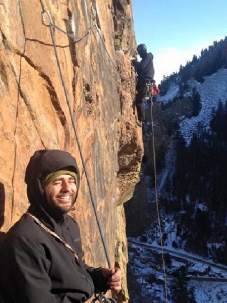 My buddy Aaron Porter leading Rosy - his first pitch in Eldo, temps were in the upper 20s. "That was scarier than El Cap."