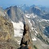 Nearing the end of the traverse and looking back at all the towers we just climbed.