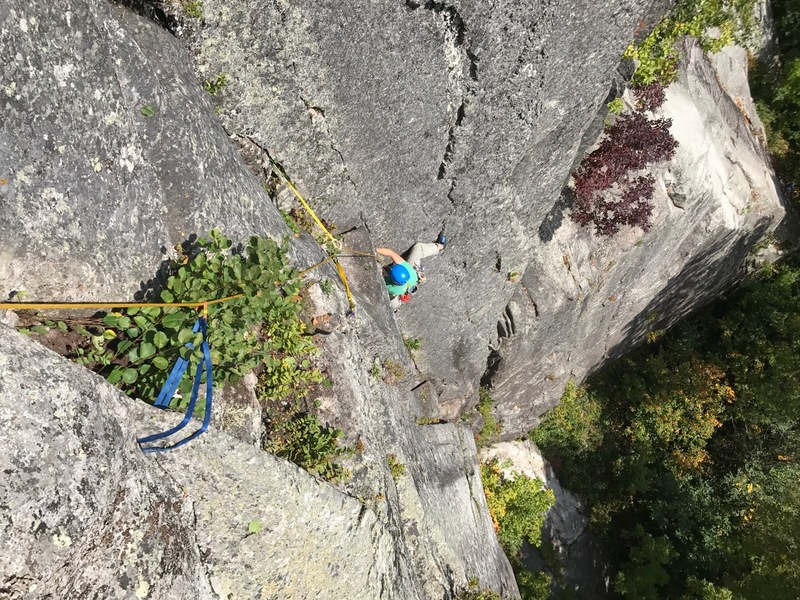 Jeremy following through the sustained section of pitch two. There is great ledge just after these  moves to regain your composure - which, for me, was more than welcome!