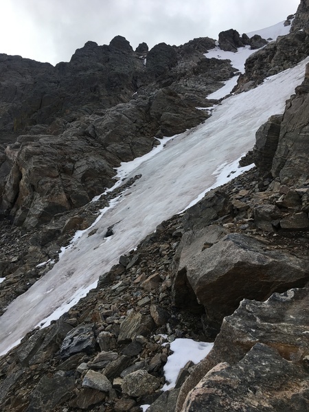 Nice alpine ice conditions, lower 60 meters of far right-side line, Sept. 23, 2017.