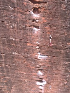 WARNING: Crux pockets photo. For those who want to see the crux of the route, here you go.