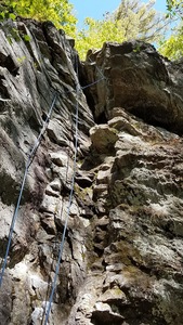 Fun stemming climb on good rock with solid hands and feet. Bring an alpine draw or two with you to reduce rope drag and careful not to go too deep into the chimney or getting out will be tough. What your foot around the rope!