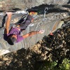 Ian Wauchope on the upper section of Cote D'azure 13b. Photo by Andy Casler.