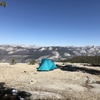 Campsite on Mount Clark, looking over Little Yosemite Valley, toward the Cathedral range