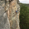 climber on Birdland, taken on rappel.