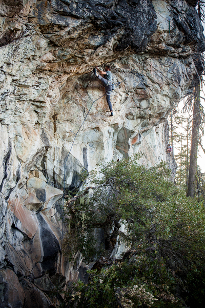 Taylor exploring to find a way to escape the first roof. It's no gimmie!