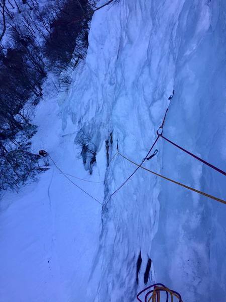 Looking down a steeper line in the Playground just after sunset