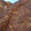 Looking up the awesome veneer of P3 from the belay.