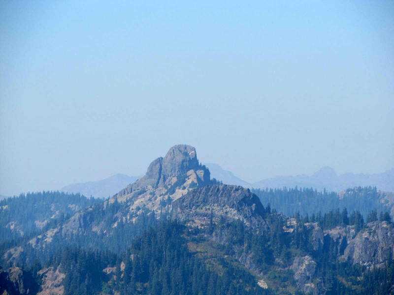 The east face of Shark Rock in the foreground, Kirk Rock beyond