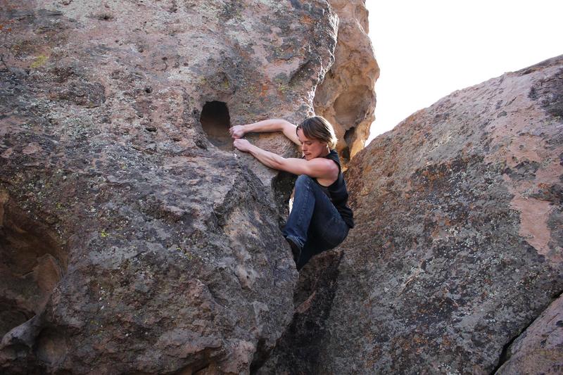 Topping out on Cow Skull (V5)