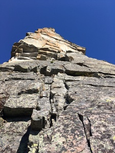 The last two pitches on Timebinder. the crux pitch is the middle splitter on the upper wall.