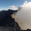 Clouds rolling in at the start of our traverse.